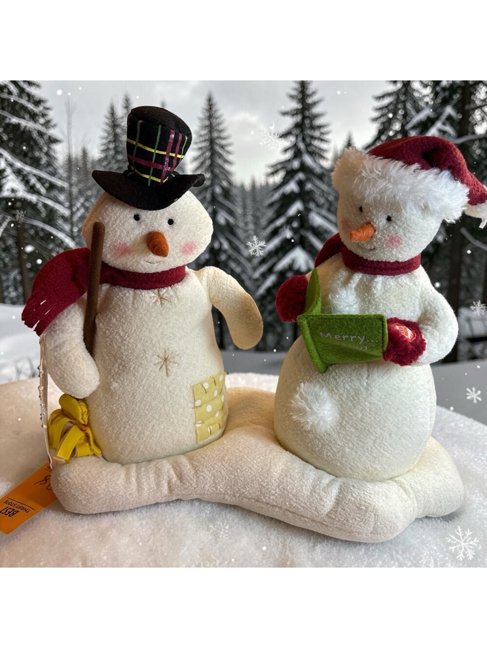 Hallmark Jingle Pals 2003 Mr Mrs Snowman Animated Singing Plush Works